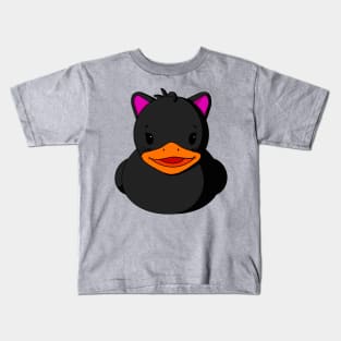 Black Kitty Cat Rubber Duck Kids T-Shirt